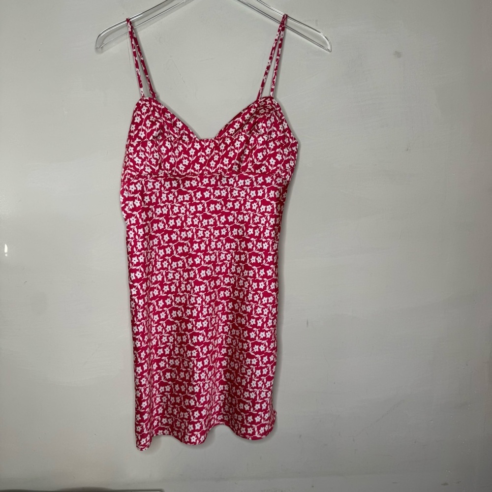 Free People pink Floral Mini Dress size small Spaghetti Strap Slip Dress - Picture 2 of 9